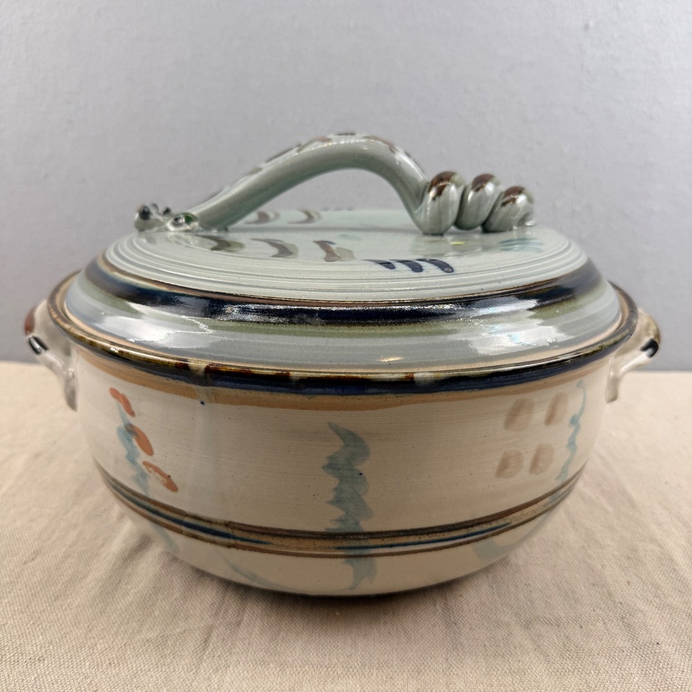 Bill Brigham Cowtown Pottery Rattlesnake Casserole Dish Studio Stoneware Texas